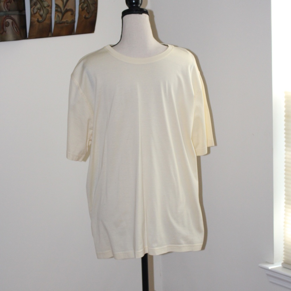 Raffi, short sleeve pale yellow tee shirt